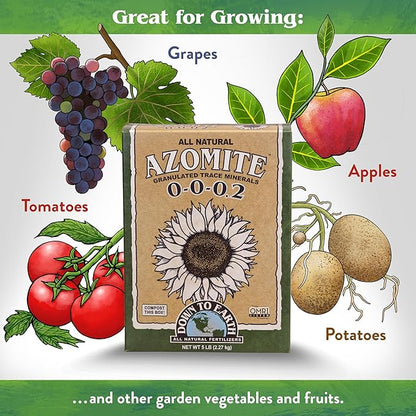 Down To Earth All Natural Fertilizers Organic Azomite Granulated Trace Minerals - Essential Minerals for Improving Plant Growth 0-0-0.2, 5lb