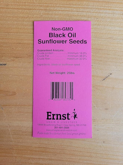Ernst Grain & Livestock Black Oil Sunflower Seeds - Birdseed for Outside Feeders Wild Bird Food - Ideal Bird Seed for Cardinals, Woodpeckers and More - Non-GMO, 25lb