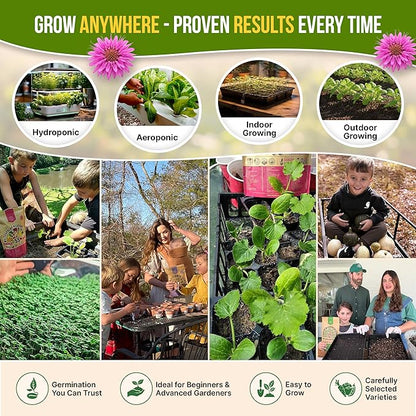 Organo Republic 30 Culinary Herbs & Edible Flower Seed Variety Pack- Indoor/Outdoor. 14000+ Non-GMO Heirloom Flower Seeds: Basil, Borage, Echinacea, Lavender, Oregano, Rosemary Seeds & More