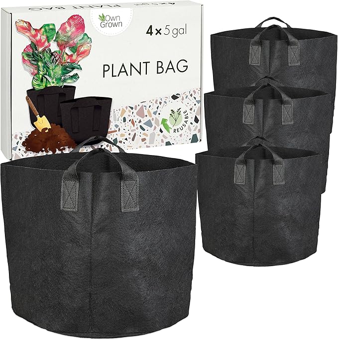 OwnGrown Plant Growing Bags : 4x5 Gallon Plant Grow Bags for Balcony or Garden Plants – Potato Grow Bags – Water-Permeable Garden Planters – Vegetable Planters for Outdoor Plants Outdoor Planter