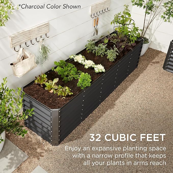 Best Choice Products 8x2x2ft Raised Outdoor Metal Garden Bed, Deep Root Box Planter for Vegetables, Flowers, Herbs, 240 Gallon Capacity, 100% Non Toxic Materials - Terracotta