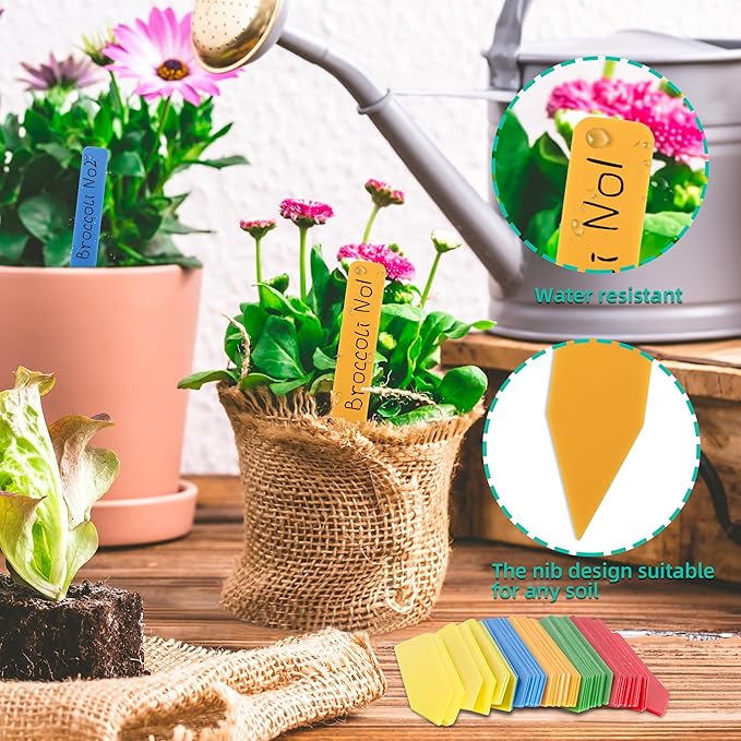 Plant Labels 4 Inch 600Pcs Plastic Plant Name Tags for Seedlings Garden Labels Markers Nursery Plant Tags Seed Labels Stakes with Permanet Marking Pen Plant Markers for Outdoor Garden (Multicolor600)