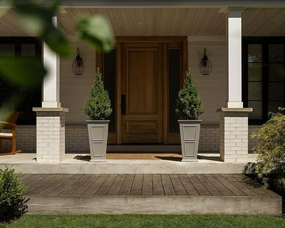 Veradek Brixton Series Tall Planter - Large Outdoor Planter for Front Porch/Patio | Crack-Resistant Plastic for All-Weather Use | Classic Estate Design for Tall Plants, Flowers, Trees