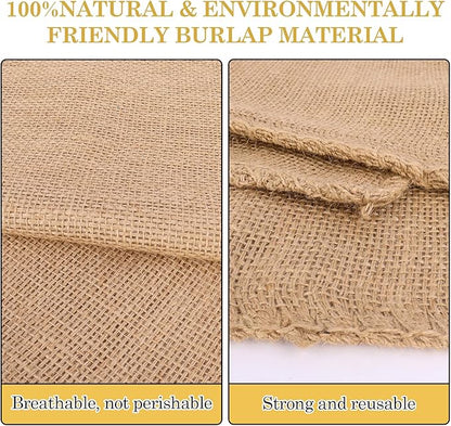 Klmnop 6 Pack Natural Burlap Bags with Drawstring, 16x24 Inch Reusable Jute Potato Sacks with Rope for Potatoes, Onions, Vegetables, Plants, and Large Gift Packaging