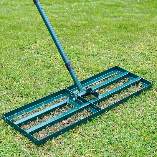 Lawn Leveling Rake, 30x10 Inch Lawn Leveler Tool with 78'' Adjustable Steel Handle, Durable Landscape Rake, Ease Level Soil Sand Dirt Surfaces,Ideal for Backyard, Garden, Golf Course, Pasture