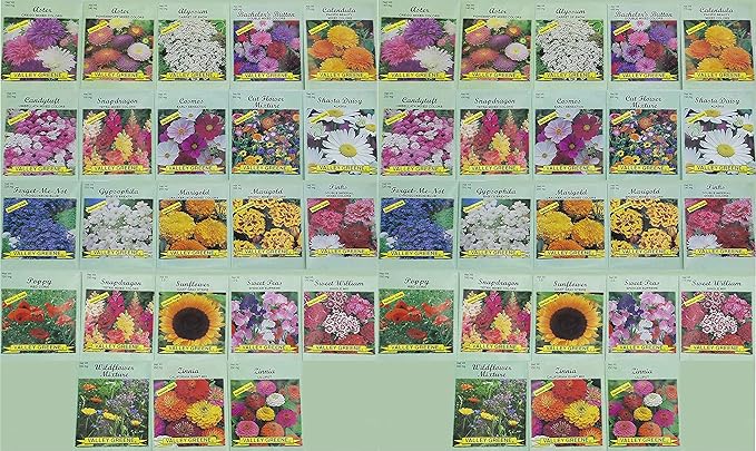 Set of 46 Valley Greene Heirloom Gardening Flower Seed Packets (46 Packs)