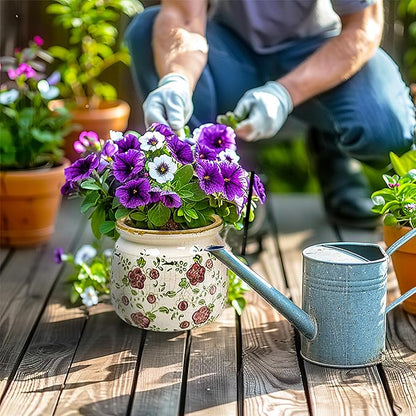 Ceramic Pot for Planter, Vintage Red Plum Flower Pot with Drainage Holes, 6.29 inch Ice Crack Glazed Indoor Planters Pot