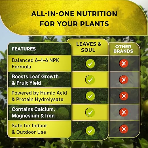 Leaves and Soul Professional Lemon Tree Fertilizer Liquid Concentrate - 6-4-6 Blend for Fruit Tree Fertilizer, Garden - Liquid Plant Food for Lemon Trees in Pots or Outdoors - 32oz