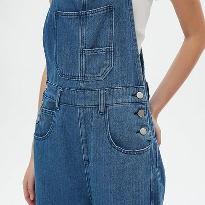 D-Sun Women's Striped Bib Overall Barrel Casual Tapered Overall Pants Wide Leg Adjustable Straps Stretch Jumpsuits