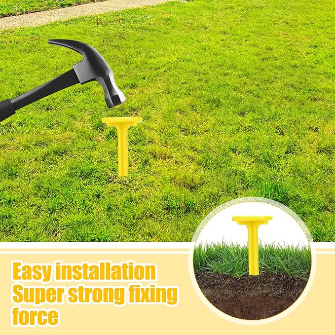 Nuanchu 50 Pcs 5 Inch Low Profile Survey Stakes Hi-vis Garden Property Line Marker Stakes for Lawn Edges, Patios, Gardens, Paver Landscape Fabric Tarps Weed Barriers (Yellow,5 x 1.5 Inches)