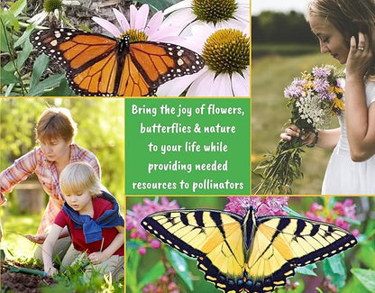 Butterfly Garden Flower Seed Starter Kit - Grow 6 Types of Wildflower Seeds Including Milkweed, Coreopsis, Cosmos, Echinacea, Gaillardia and Zinnia Seeds