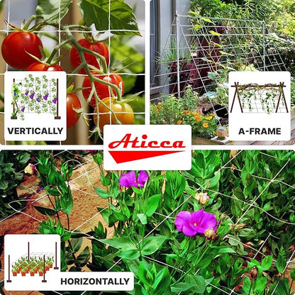 Trellis Netting 5 x 225 ft Heavy Duty Polyester Plant Support Netting White - 6 Inch Garden Rope Trellis on Roll - Mesh Twine for Growing Vine Climbing Plants, Flowers, Peas, and Tomatoes.