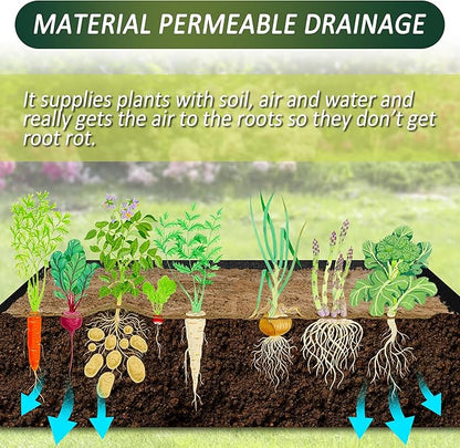 1PCS Raised Garden Bed Liner Fabric Raised Garden Bed Breathable Drainage Rectangle Grow Bags with Handles Fabric Garden Bed for Outdoor Garden Bed Holds Soil - 4ft x 2ft x 1ft
