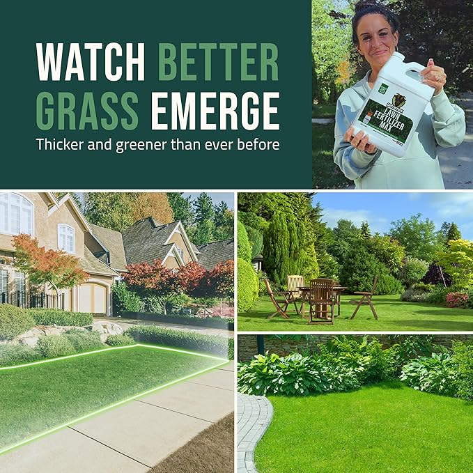 PetraMax Liquid Lawn Fertilizer for Lawns Concentrate - Liquid Fertilizer for Lawns, Food for Grass - 16-4-8 High Nitrogen Lush Green Grass, Phosphorus for Strong Roots - Apply Spring & Summer (32 oz)