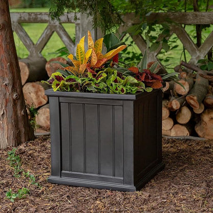 Mayne Cape Cod 20-Inch Square Planter – Self-Watering, Weather-Resistant Planter for Flowers – Durable Outdoor Design for Patio, Porch, or Entryway