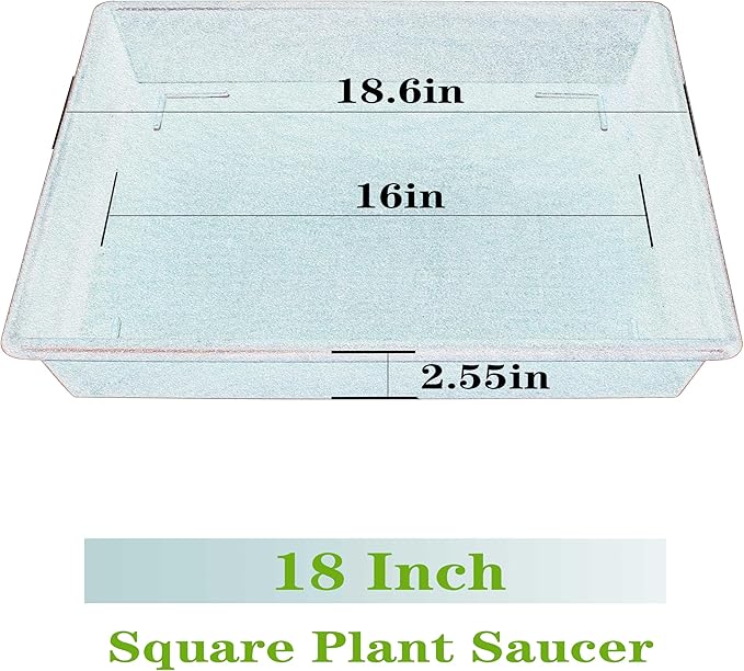Square Plant Saucer 18 Inch 2 Pack 10 14 16 18 20 Extra Large Plant Trays for Pots Heavy Duty Plastic Plant Saucers for Indoors Outdoors, Flower Pot No Holes Plant Drip Trays