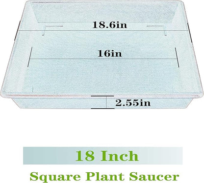 Square Plant Saucer 18 Inch 2 Pack 10 14 16 18 20 Extra Large Plant Trays for Pots Heavy Duty Plastic Plant Saucers for Indoors Outdoors, Flower Pot No Holes Plant Drip Trays
