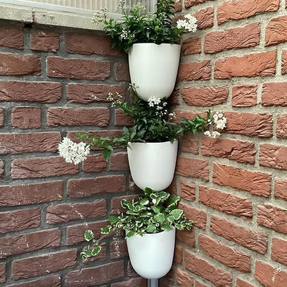 ORIMERC 4 Pack Corner Wall Mounted Hanging Planter Self Watering Triangle Plastic Flower Pot Decorative Modern Plant Vase Container Holder for Succulent Indoor Outdoor Home Office Décor White