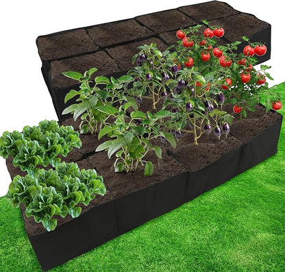 Gardzen 2 Pack Fabric Raised Garden Beds, 3x6x1 FT - 8 Grids Grow Bed for Square Foot Gardening, Planting Box for Vegetables, Herbs, Flowers