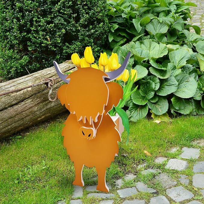 Cow Planter Plant Pots,Animal Flower Pot for Indoor/Outdoor,Small Cute PVC Animal Face Shape Plant Container Best for Home Office Garden Decoration Mom Gift Ideas