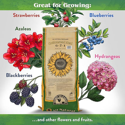 Down To Earth All Natural Fertilizers Organic Cottonseed Meal - Plant Food for Low pH Acid Soil Loving Plants 6-2-1, 20 lb