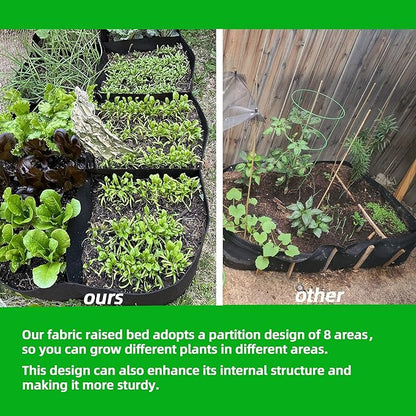 CJGQ Fabric Raised Garden Bed, 128 Gallon 8 Grids Plant Grow Bags, 3x6FT Planter Raised Beds for Growing Vegetables Potatoes Flowers, Rectangle Planting Container for Outdoor Gardening