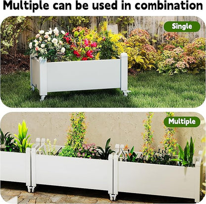 EasyUp Horticulture Garden Bed with Legs, Divisible Resin Planter Box for Backyard, Patio, Balcony, with 4 Legs, 4 Swivel Lockable Wheels(Ashen,30.04 * 17.72 * 17.56)
