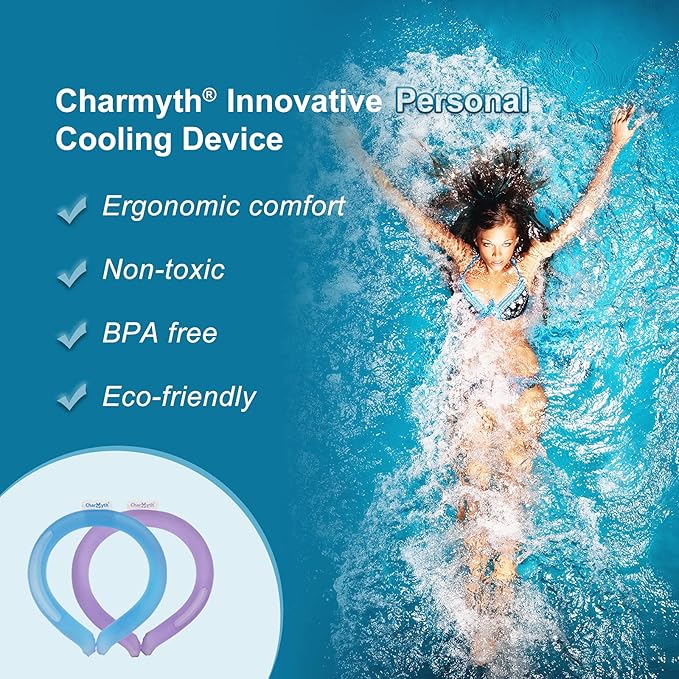 Neck Cooling Tube Reusable Ice Cooler Ring Instant Cooling Below 15°C (59°F) Portable Neck Wrap for Summer Outdoor & Indoor Use Heat Relief & Comfort (Blue)