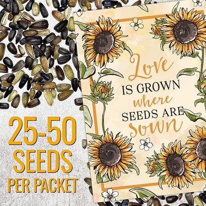Seed Needs Heirloom Sunflower Seed Packet Favors for Party Events - Pre-Filled & Ready to Hand Out - Great for Weddings, Bridal Showers, Memorials, Fundraisers (30 Packets)