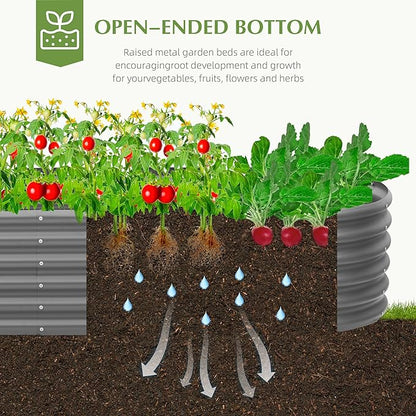 Galvanized Raised Garden Bed, Outdoor Planter Bed, Metal Planter Box for Gardening and Planting,8x2x1.5ft, Dark Grey