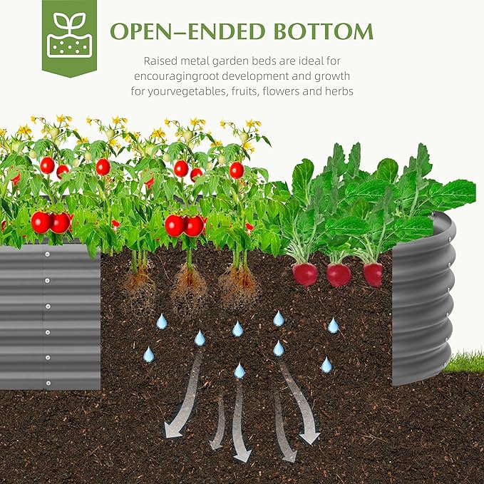 DDK Galvanized Raised Garden Bed, Outdoor Planter Bed, 8x2x1.5ft Metal Planter Box for Gardening and Planting,GD