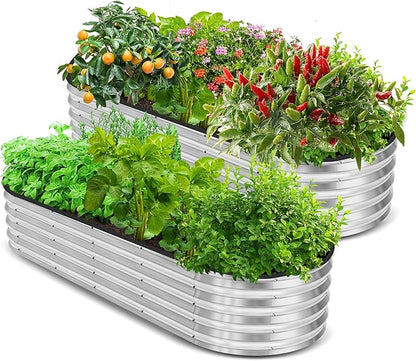 Utopia Home Galvanized Raised Garden Bed, 6 by 2 feet Lightweight Planter Boxes Outdoor with Easy Assembly, Large Garden Bed for Vegetables, Fruits, Flowers, Silver, Pack of 2