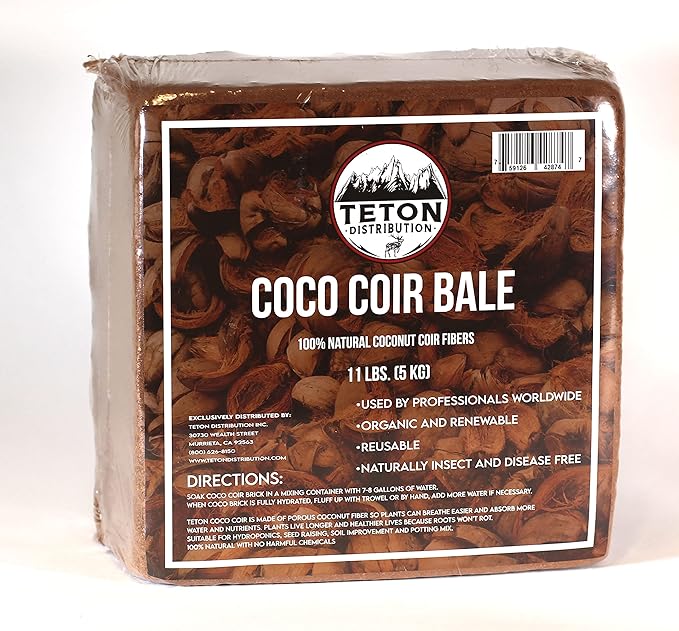 11 LBS of Coco Coir Potting Soil for Indoor Plants and Outdoor Plants. The Most Natural Coco Coir Bricks Available! The Coconut Coir Potting Mix is Great for Microgreens Growing Kit.