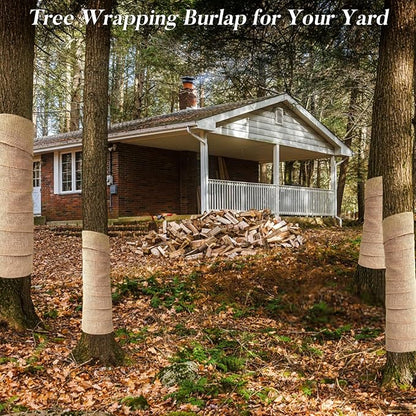 2 Rolls Burlap Roll - Burlap Tree Wraps To Protect Bark 7.8" X 118" Sackcloth Fabric Wrap Burlap Plant Covers Freeze Protection Tree Covers For Winter Garden Plants Tree Trunk Protector Jute Keep Warm