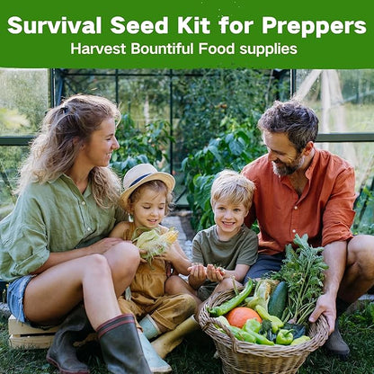 Lush&Dew Raised Garden Bed Heirloom Seed Bank, 32 Varieties 30,000+ Non-GMO Seeds for Planting Vegetables Herbs Fruits Year-Round, Gardening Gifts for Women Men, Survival Seed Kit for Food Suppies