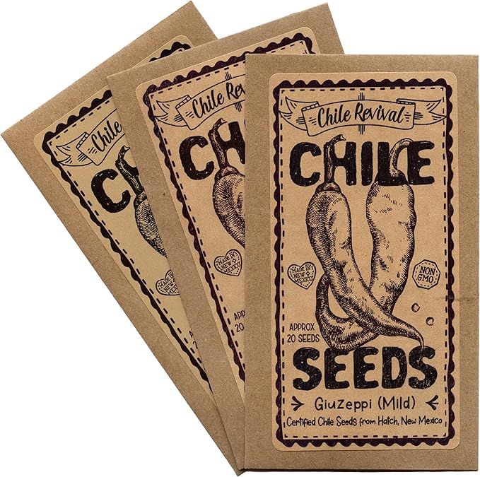 Hatch Chile Seeds from Chile Revival - All Flavor Less Heat 3 Pack - 20 Seeds of Each 60 Total - Giuzeppi (Very Mild), Joe E. Parker (Mild), Big Jim (Medium)