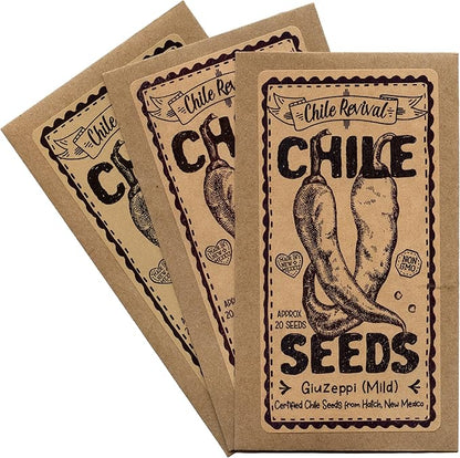 Hatch Chile Seeds from Chile Revival - All Flavor Less Heat 3 Pack - 20 Seeds of Each 60 Total - Giuzeppi (Very Mild), Joe E. Parker (Mild), Big Jim (Medium)