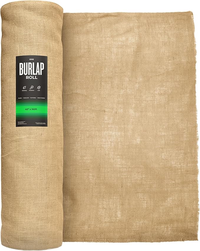 VViViD Gardening Burlap Roll (40” x 160ft) Tree Wrap Natural Jute Fiber Material, Weed Barrier, Plant Care from Elements, Craft Projects and Part Decor