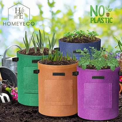 400G Thickest 5-Pack 10 Gallon Multi-Colored Potato Growing Bags, Potato Grow Bags with Plant Tags, Potato Bags for Growing Potatoes with Visual-able Harvest Window, Breathable Planter Bags