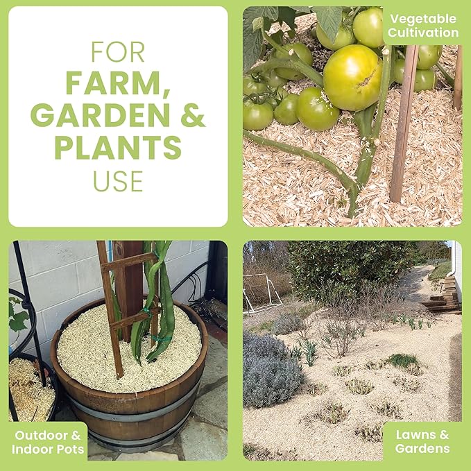 Garden Bed Organic Soil Conditioner - Hemp HURD Garden Mulch - Eco Friendly Potting Soil Aid - Moisture Retaining - Weed Suppressor - Perfect for Flowers & Vegetables - Grown in The US - 25 lbs.