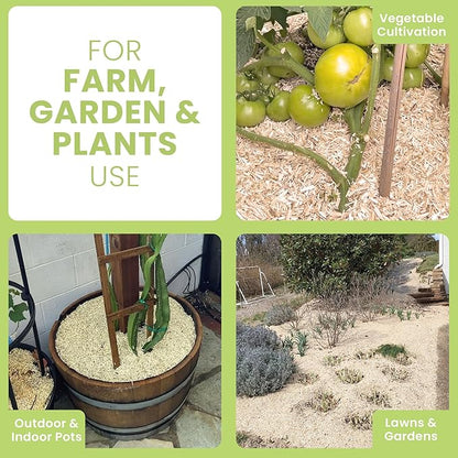 Garden Bed Organic Soil Conditioner - Hemp HURD Garden Mulch - Eco Friendly Potting Soil Aid - Moisture Retaining - Weed Suppressor - Perfect for Flowers & Vegetables - Grown in The US - 10 lbs.
