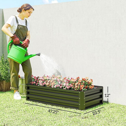 Outsunny Galvanized Raised Garden Bed, 4' x 2' x 1' Metal Planter Box, for Growing Vegetables, Flowers, Herbs, Succulents, Gray