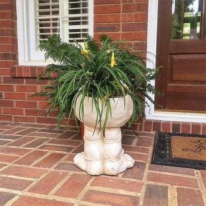 homestyles 18 in. Antique White Papa John The Muggly Statue Face Planter Holds a 7" Pot