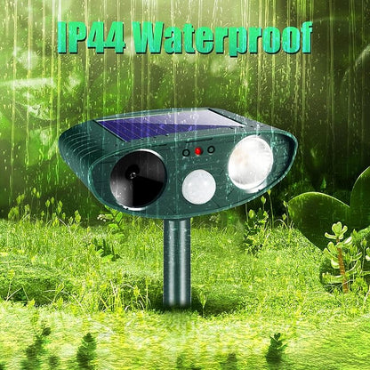 Upgraded Solar Animal Repellent Ultrasonic Animal Repeller Outdoor Deer Repellent Devices Waterproof with Motion Detection Cat Deterrent Dog Rabbit Raccoon Squirrel Skunk Repellent for Yard Garden