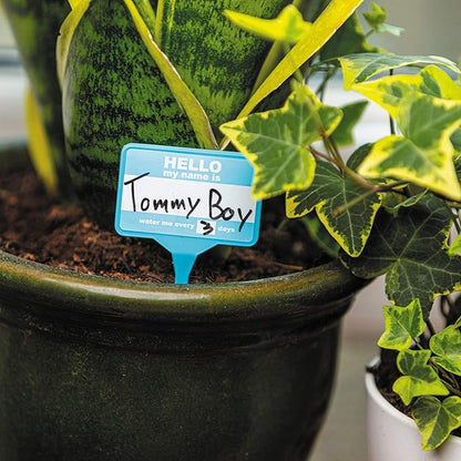 Plant Name Badges - Wipeable Labels for House Plants - Home Accessories - x 12 100% Recycled Name Tags for Indoor Plant Pots - Pen Included