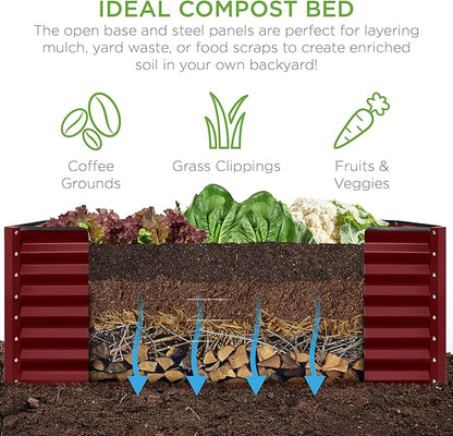 Best Choice Products 6x3x2ft Outdoor Metal Raised Garden Bed, Deep Root Box Planter for Vegetables, Flowers, Herbs, 269 Gallon Capacity, 100% Non Toxic Materials - Royal Red