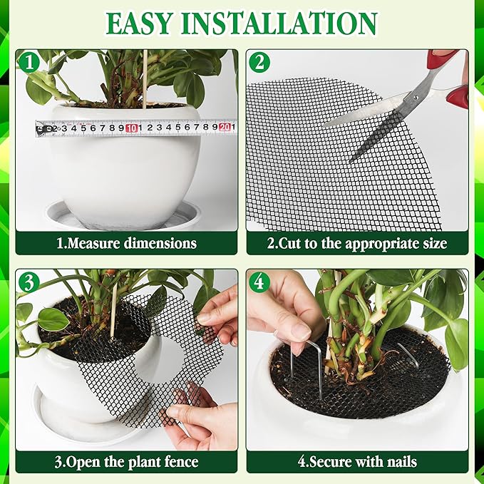 10pc 15.7" Plant Pot Grids Cuttable Plant Pot Soil Covers Protectors from Animals-Indoor Plant Pot Soil Guard for Outdoor Garden Plant Protection Breathable Mesh Prevents Digging