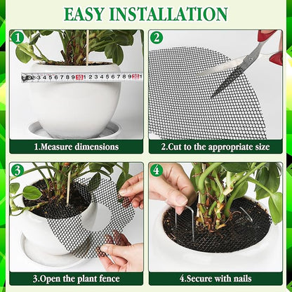 6 Pack Plant Pot Grids - 15.7 Inch Cuttable Soil Cover Protector from Cats, Squirrels Digging and Animals, Indoor Outdoor Plant Pot Soil Guard for Garden, Adapts to Different Pot Sizes