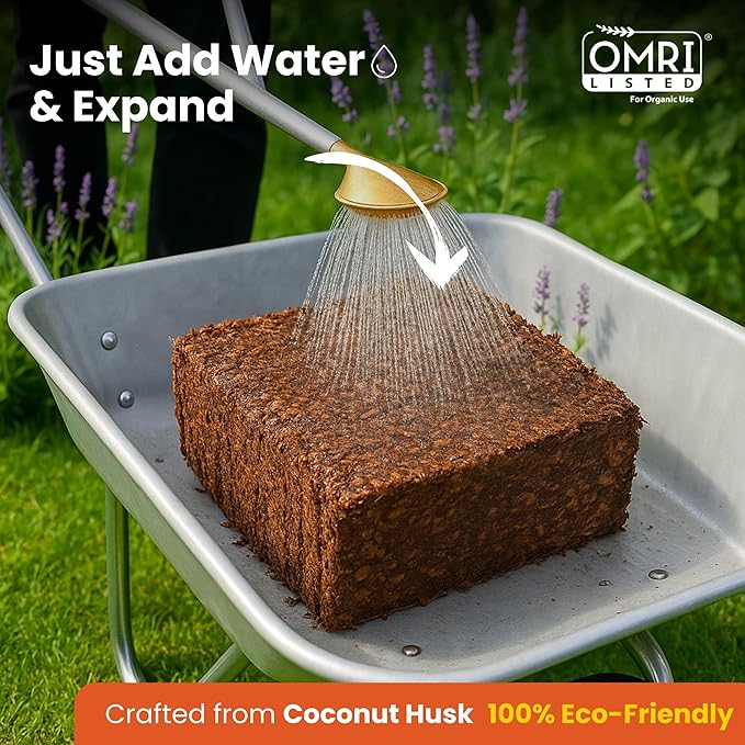 Gro-Med Coco Husk Chips for Plants (10lb) Compressed Coconut Chips Expands Upto 16 Gallon Coco Coir Mulch for Gardening,Potting & Garden Soil -Orchid Bark Alternative,OMRI Listed,Low EC & pH Balanced