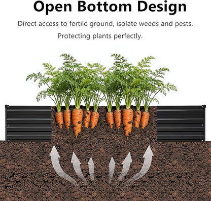 6x1.5x1 ft(2 Pack) Galvanized Raised Garden Bed,Outdoor Planter Box Metal Patio Kit Planting Bed for Vegetables Flowers and Succulents,Black